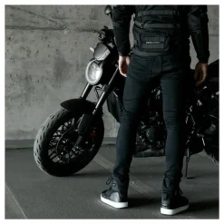 Jeansy motocyklowe REBELHORN EAGLE III SLIM FIT WASHED BLACK czarny