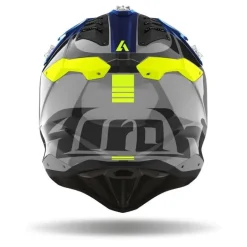 Kask cross AIROH AVIATOR 3 PUSH BLUE GLOSS szary niebieski żółty fluo