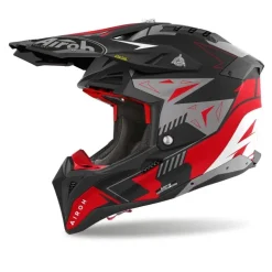 Kask cross AIROH AVIATOR 3 SPIN RED MATT czarny czerwony szary biały
