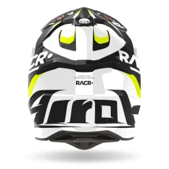 Kask cross AIROH STRYCKER RACR GLOSS czarny biały żółty fluo