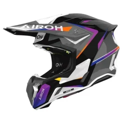 Kask cross AIROH TWIST 3 HUSTLE GLOSS szary biały fioletowy