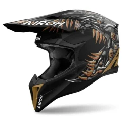 Kask cross AIROH WRAAAP CYBORG MATT czarny złoty