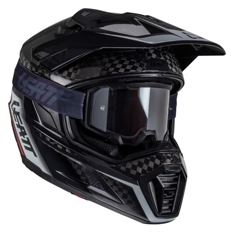 Kask cross z goglami LEATT KIT ADV 9.5 V25 CARBON czarny biały