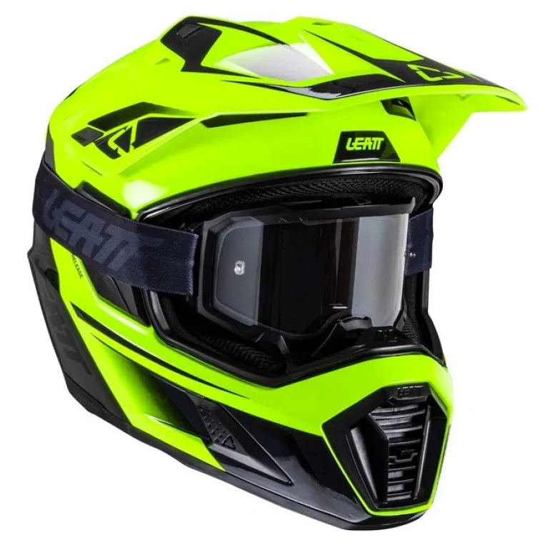 Kask cross z goglami LEATT KIT ADV 8.5 V25 HI-VIZ żółty fluo czarny
