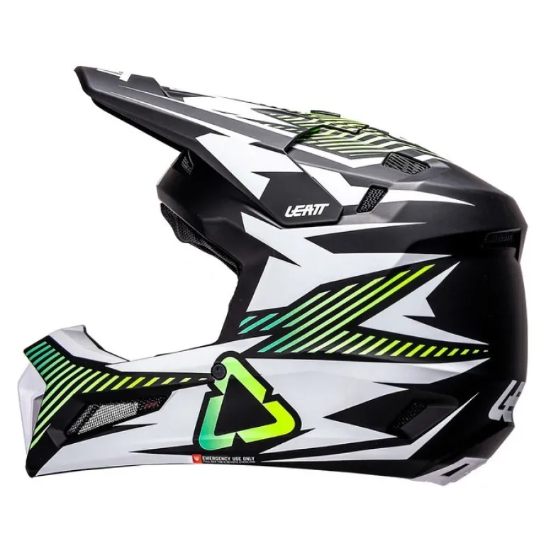 Kask cross z goglami LEATT KIT MOTO 3.5 STORM TEAL biały czarny żółty fluo