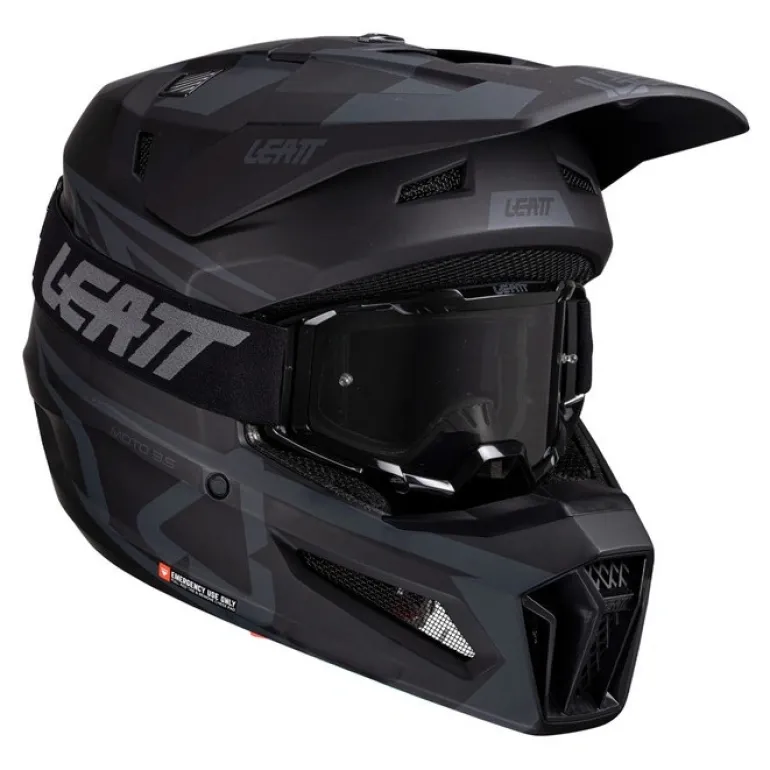 Kask cross z goglami LEATT KIT MOTO 3.5 V25 STEALTH czarny