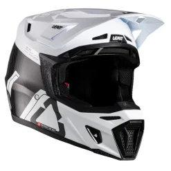Kask cross z goglami LEATT KIT MOTO 9.5 CARBON WHITE biały