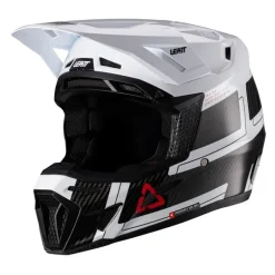 Kask cross z goglami LEATT KIT MOTO 9.5 CARBON WHITE biały