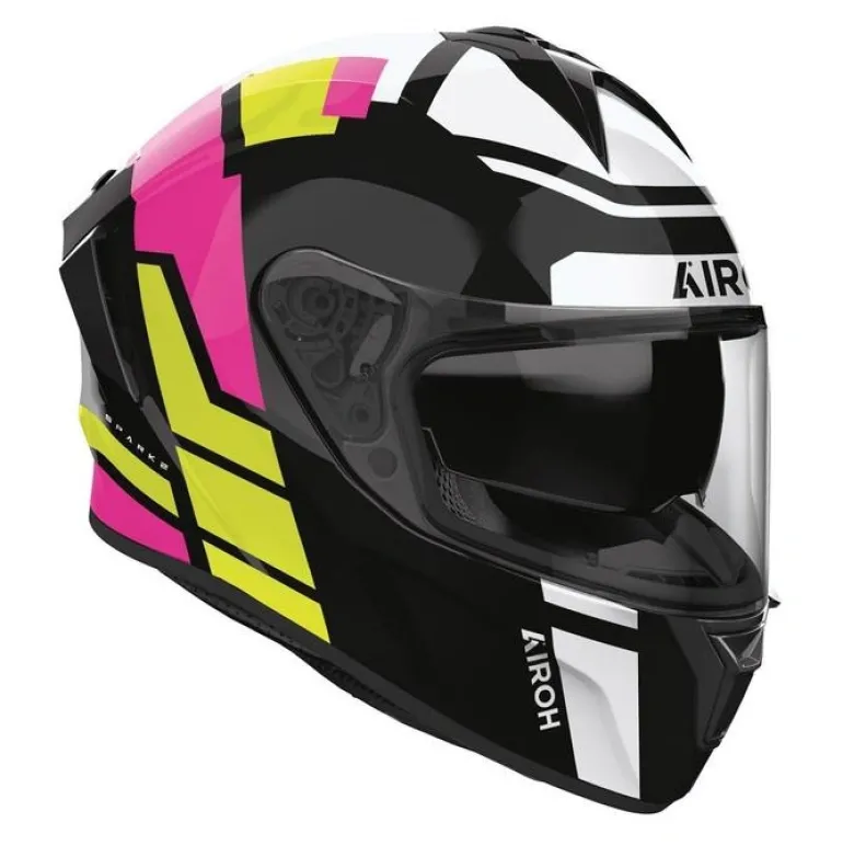 Kask integralny AIROH SPARK 2 LIVELY MINT GLOSS czarny żółty różowy biały