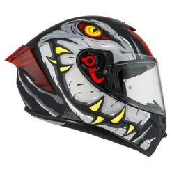 Kask integralny NZI TRENDY 3 RAPTOR BLACK GREY RED MATT czarny szary czerwony