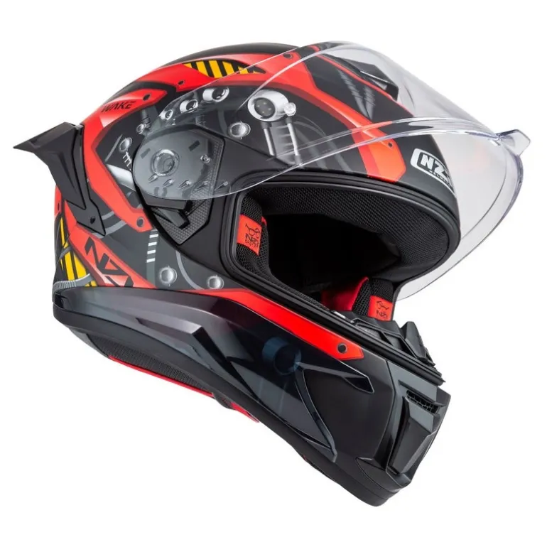 Kask integralny NZI WAKE STREAM CYBER BLACK RED MATT czarny czerwony