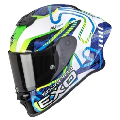 Kask integralny SCORPION EXO-R1 EVO II AIR CORNERING WHITE/BLUE/GREEN biały niebieski zielony