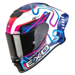 Kask integralny SCORPION EXO-R1 EVO II AIR CORNERING WHITE/BLUE/PINK biały niebieski różowy