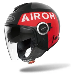Kask otwarty AIROH HELIOS UP BLACK MATT czarny czerwony
