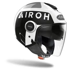 Kask otwarty AIROH HELIOS UP WHITE GLOSS czarny biały szary