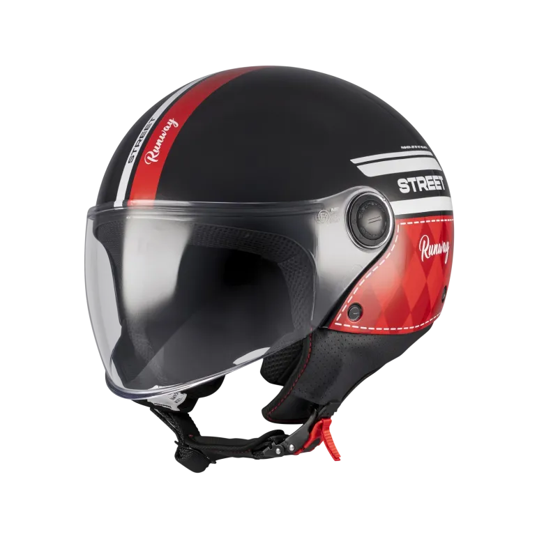 Kask otwarty MT STREET S RUNAWAY BLACK/RED czarny czerwony