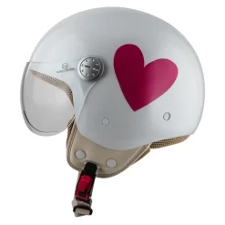 Kask otwarty NZI PASARELA CORAZON ROSA biały czerwony