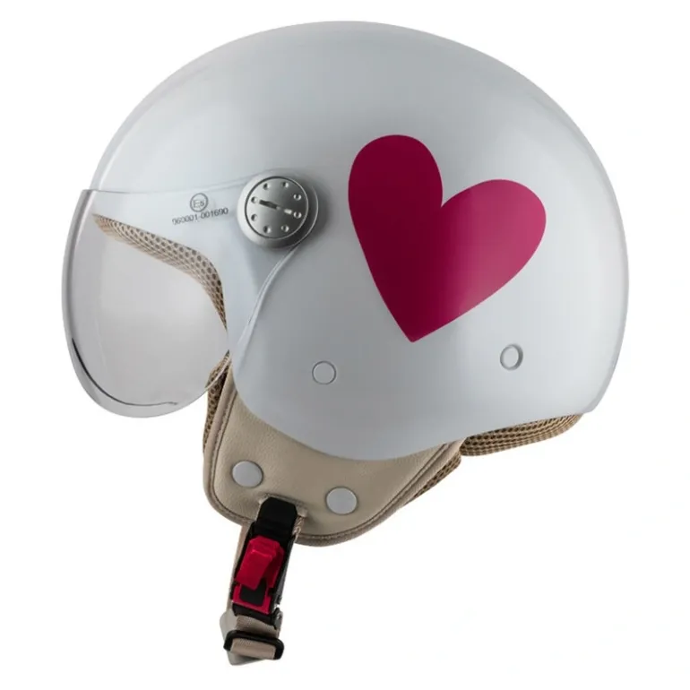 Kask otwarty NZI PASARELA CORAZON ROSA biały czerwony