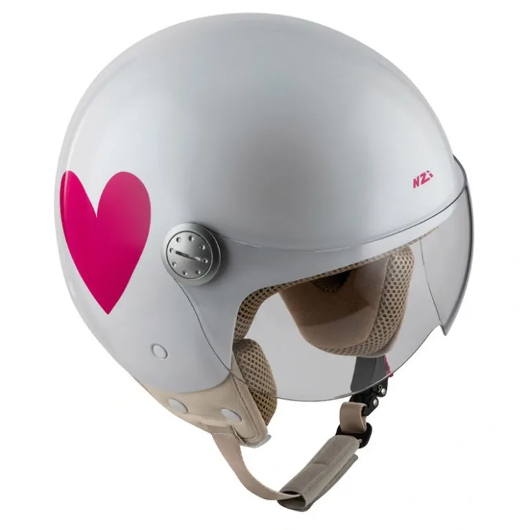 Kask otwarty NZI PASARELA CORAZON ROSA biały czerwony