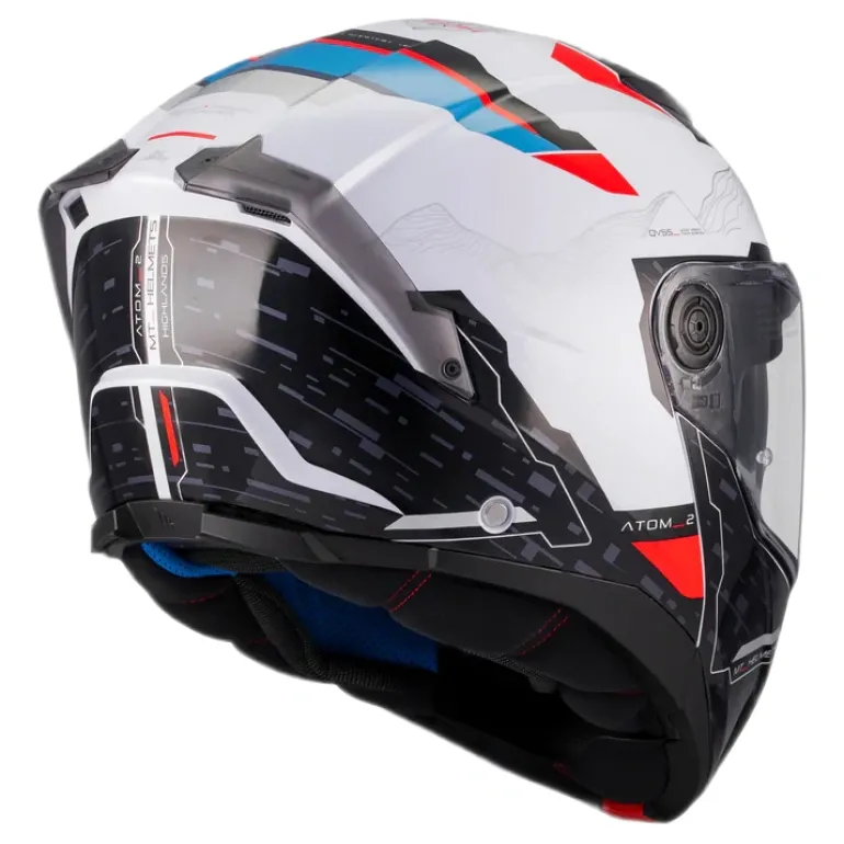 Kask szczękowy MT ATOM 2 SV HIGHLANDS WHITE/BLUE/RED biały czerwony niebieski czarny