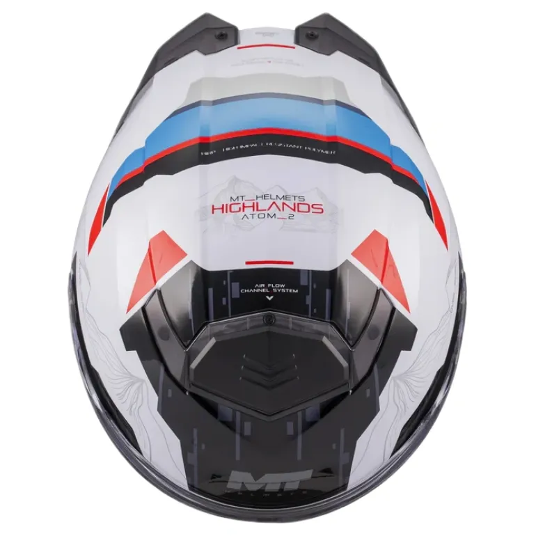 Kask szczękowy MT ATOM 2 SV HIGHLANDS WHITE/BLUE/RED biały czerwony niebieski czarny