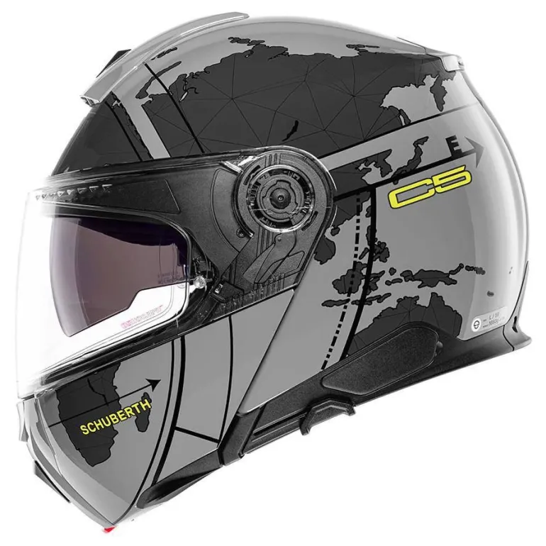 Kask szczękowy SCHUBERTH C5 ECE GLOBE GREY szary czarny żółty fluo