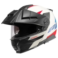 Kask szczękowy SCHUBERTH E2 ECE DEFENDER WHITE biały czerwony niebieski czarny