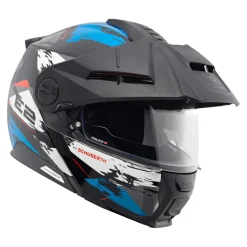 Kask szczękowy SCHUBERTH E2 ECE TRAIL BLUE biały czerwony niebieski szary