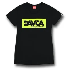Koszulka T-shirt damska DAVCA LOGO BLACK/FLUO czarny żółty fluo