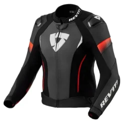 Kurtka skórzana damska REVIT XENA 4 PRO LADY BLACK/NEON RED czarny czerwony fluo