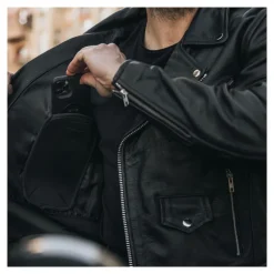 Kurtka skórzana motocyklowa ramoneska OZONE RAMONES czarna