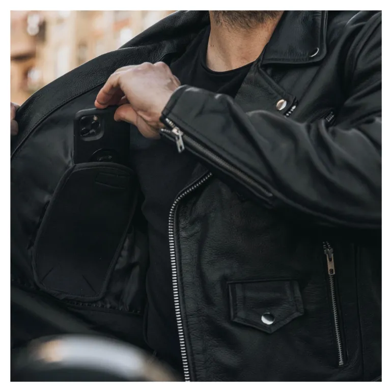Kurtka skórzana motocyklowa ramoneska OZONE RAMONES czarna