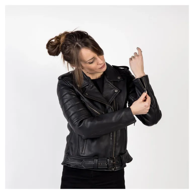 Kurtka skórzana ramoneska damska OZONE RAMONES MODERN LADY MATT BLACK czarny