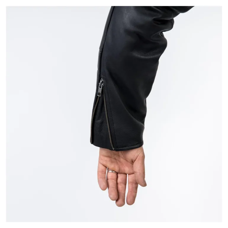 Kurtka skórzana ramoneska OZONE RAMONES MODERN MATT BLACK czarny