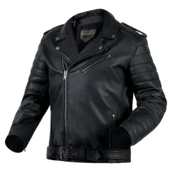 Kurtka skórzana ramoneska OZONE RAMONES MODERN MATT BLACK czarny