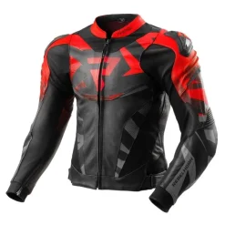 Kurtka skórzana REBELHORN INFERNO BLACK/FLUO RED czarny czerwony fluo