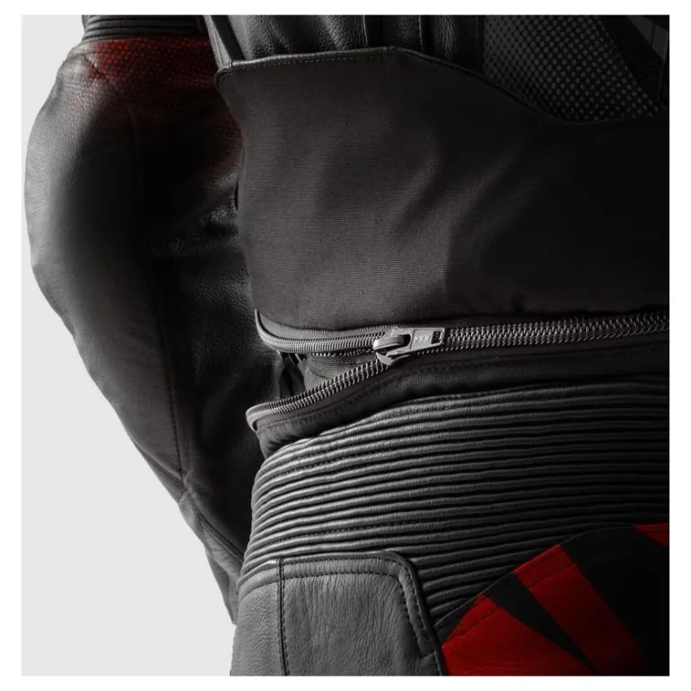 Kurtka skórzana REBELHORN INFERNO BLACK/FLUO RED czarny czerwony fluo