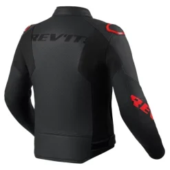 Kurtka skórzana REVIT QUADRATIC BLACK/NEON RED czarny czerwony fluo