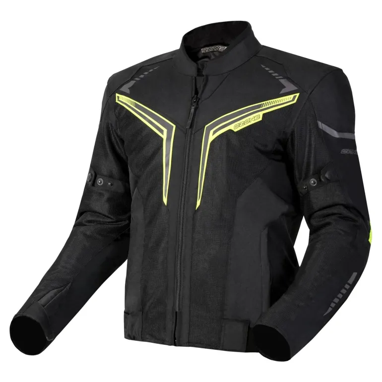 Kurtka tekstylna OZONE FLOW BLACK/FLUO YELLOW czarny żółty fluo