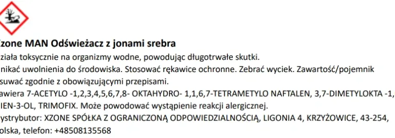 Odświeżacz z jonami srebra XZONE MAN 100ml