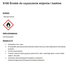 PREPARAT DO CZYSZCZENIA WIZJERA I SKORUPY KASKU S100 VISOR AND HELMET CLEANER 100ML