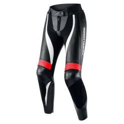 Spodnie skórzane damskie REBELHORN REBEL LADY BLACK/FLO RED/WHITE czarny biały czerwony fluo