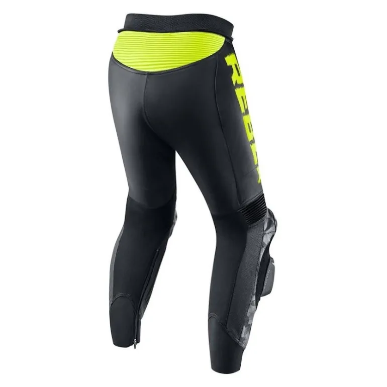 Spodnie skórzane REBELHORN REBEL BLACK/FLO YELLOW czarny żółty fluo szary