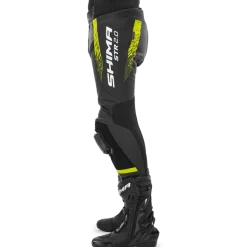 Spodnie skórzane SHIMA STR 2.0 BLACK/FLUO czarny żółty fluo